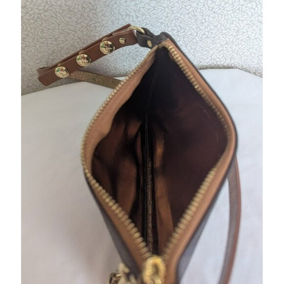 Michael Kors Monogram Chain Belt Bag Bum Bag Fanny Pack Small 554131 Brown Gold - Picture 8 of 9